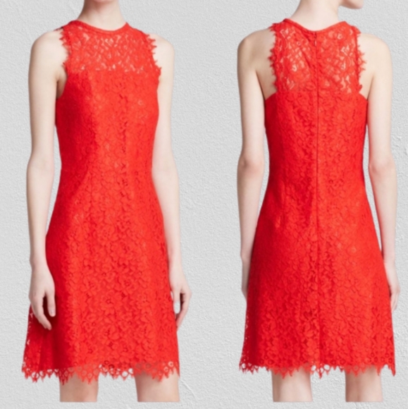 Shoshanna Dresses & Skirts - Shoshanna Red Lace Sleeveless Dress
